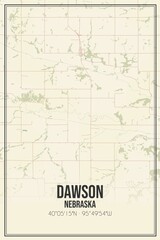 Retro US city map of Dawson, Nebraska. Vintage street map.