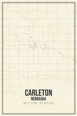 Retro US city map of Carleton, Nebraska. Vintage street map.