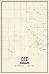 Retro US city map of Bee, Nebraska. Vintage street map.
