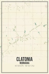 Retro US city map of Clatonia, Nebraska. Vintage street map.