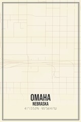 Retro US city map of Omaha, Nebraska. Vintage street map.