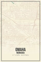 Retro US city map of Omaha, Nebraska. Vintage street map.