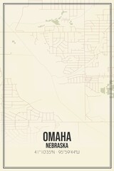Retro US city map of Omaha, Nebraska. Vintage street map.