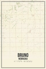 Retro US city map of Bruno, Nebraska. Vintage street map.