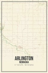 Retro US city map of Arlington, Nebraska. Vintage street map.