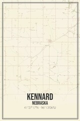 Retro US city map of Kennard, Nebraska. Vintage street map.