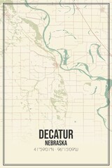 Retro US city map of Decatur, Nebraska. Vintage street map.