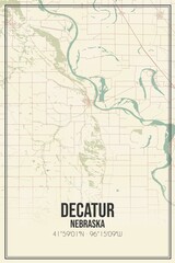 Obraz premium Retro US city map of Decatur, Nebraska. Vintage street map.