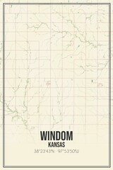 Retro US city map of Windom, Kansas. Vintage street map.