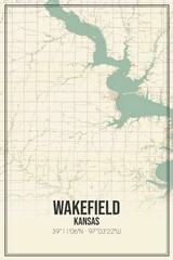 Obraz premium Retro US city map of Wakefield, Kansas. Vintage street map.