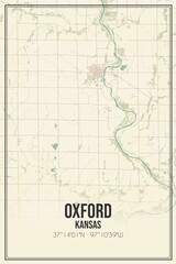 Retro US city map of Oxford, Kansas. Vintage street map.