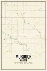 Retro US city map of Murdock, Kansas. Vintage street map.