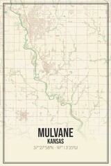 Fototapeta na wymiar Retro US city map of Mulvane, Kansas. Vintage street map.
