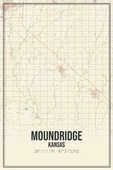 Retro US city map of Moundridge, Kansas. Vintage street map.