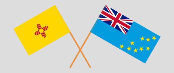 Crossed flags of the State of New Mexico and Tuvalu. Official colors. Correct proportion