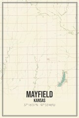 Retro US city map of Mayfield, Kansas. Vintage street map.