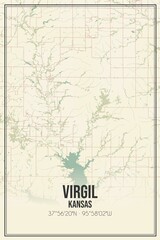 Retro US city map of Virgil, Kansas. Vintage street map.