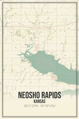 Fototapeta na wymiar Retro US city map of Neosho Rapids, Kansas. Vintage street map.