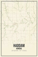 Retro US city map of Haddam, Kansas. Vintage street map.