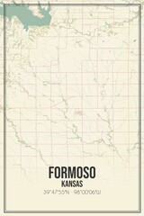 Retro US city map of Formoso, Kansas. Vintage street map.