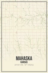 Retro US city map of Mahaska, Kansas. Vintage street map.