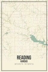 Retro US city map of Reading, Kansas. Vintage street map.