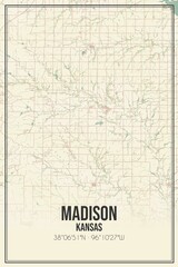 Fototapeta na wymiar Retro US city map of Madison, Kansas. Vintage street map.