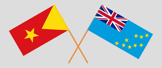Crossed flags of Tigray and Tuvalu. Official colors. Correct proportion
