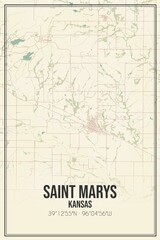 Fototapeta premium Retro US city map of Saint Marys, Kansas. Vintage street map.