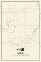 Retro US city map of Home, Kansas. Vintage street map.