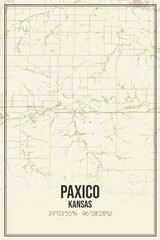 Fototapeta premium Retro US city map of Paxico, Kansas. Vintage street map.