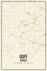 Retro US city map of Goff, Kansas. Vintage street map.
