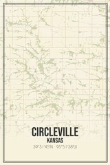 Obraz premium Retro US city map of Circleville, Kansas. Vintage street map.