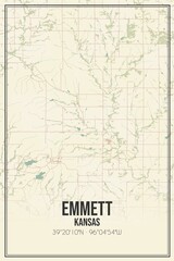 Fototapeta na wymiar Retro US city map of Emmett, Kansas. Vintage street map.