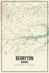 Retro US city map of Berryton, Kansas. Vintage street map.
