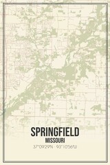 Obraz premium Retro US city map of Springfield, Missouri. Vintage street map.
