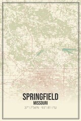 Obraz premium Retro US city map of Springfield, Missouri. Vintage street map.