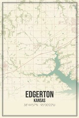 Retro US city map of Edgerton, Kansas. Vintage street map.