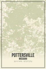 Retro US city map of Pottersville, Missouri. Vintage street map.