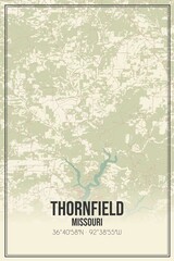 Retro US city map of Thornfield, Missouri. Vintage street map.