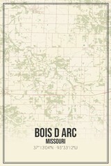 Fototapeta na wymiar Retro US city map of Bois D Arc, Missouri. Vintage street map.