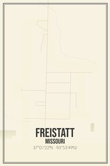 Retro US city map of Freistatt, Missouri. Vintage street map.