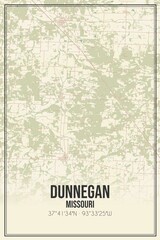 Retro US city map of Dunnegan, Missouri. Vintage street map.
