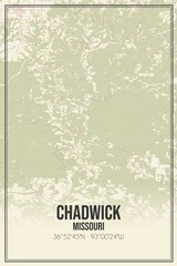 Retro US city map of Chadwick, Missouri. Vintage street map.