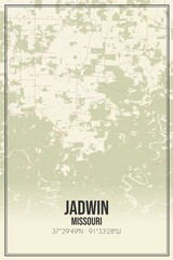 Retro US city map of Jadwin, Missouri. Vintage street map.