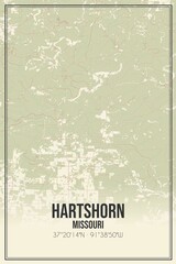 Retro US city map of Hartshorn, Missouri. Vintage street map.