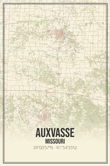 Retro US city map of Auxvasse, Missouri. Vintage street map.