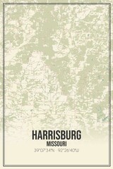 Retro US city map of Harrisburg, Missouri. Vintage street map.