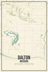 Retro US city map of Dalton, Missouri. Vintage street map.