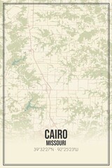 Retro US city map of Cairo, Missouri. Vintage street map.